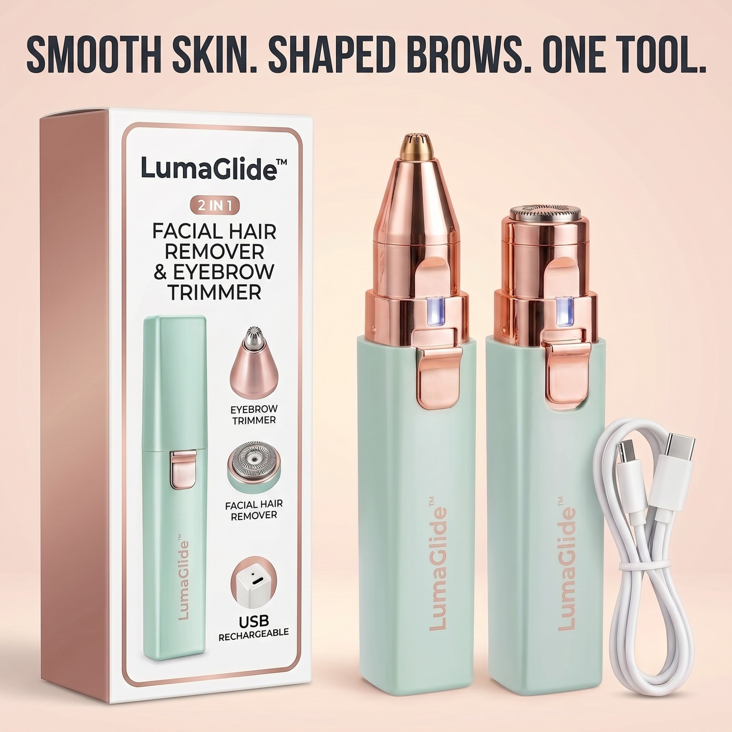 The LumaGlide™ 2-in-1 Facial Trimmer & Brow Shaper